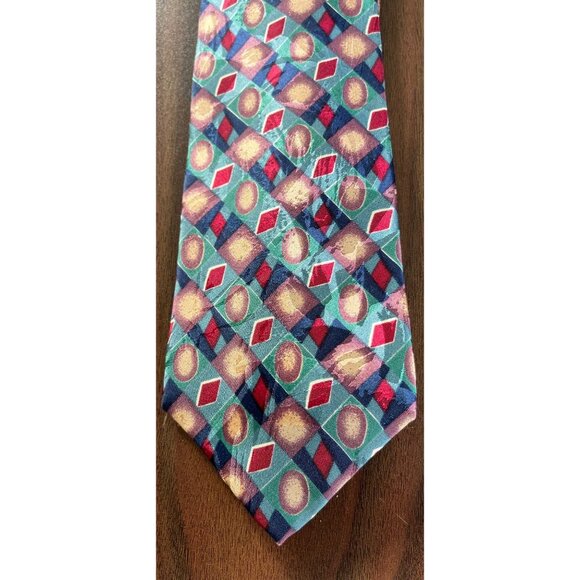Vintage Men’s 417 By Van Heusen Tie Handmade All 100% Silk Stunning Abstract Geo - Picture 2 of 5